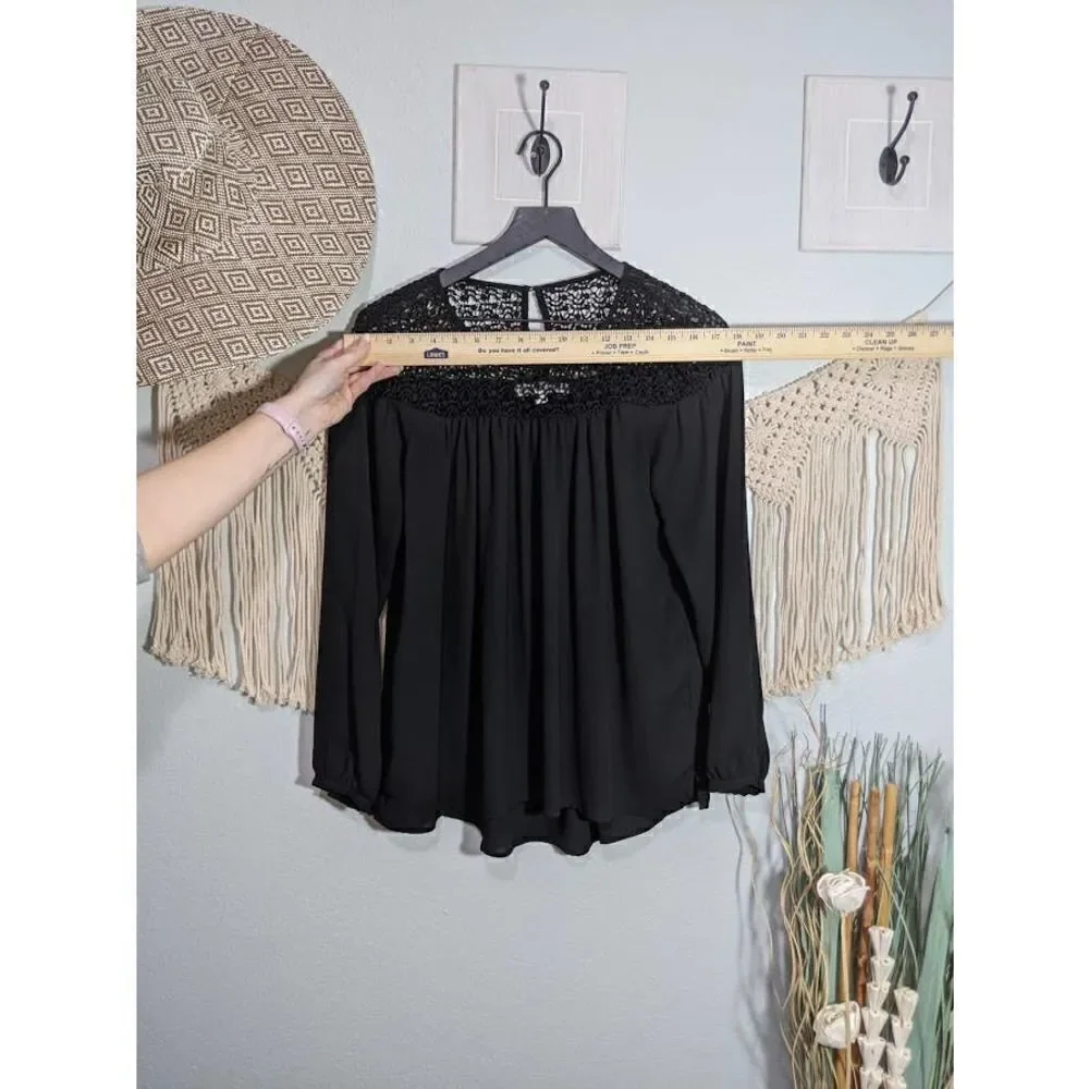 Loft Black Lace Detail Top